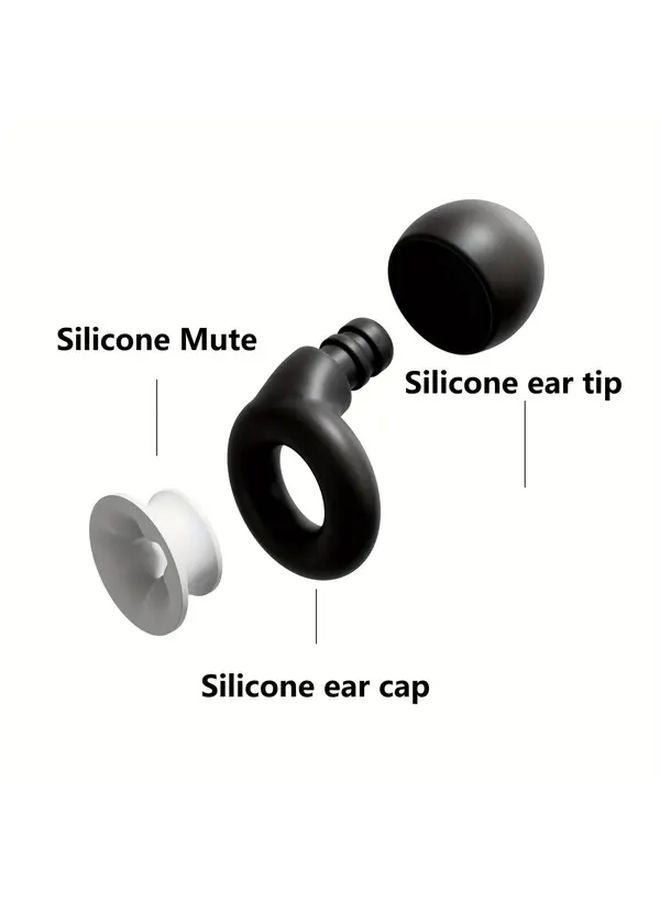 2 Sets Black And White Soft Silicone Ear Plugs For Sleep Work And Swim With 8 Pairs Reusable Tips - Image 5